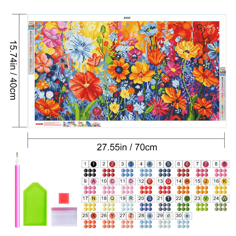 JOOZ Diamond Painting Kits for Adults - DIY 5D Large Diamond Art Kits for Adults Flowers  Full Drill Diamond Art Flowers Kit  Gem Art Kits for Home Wall Decor (27.5 X 15.7 Inch) - Image 2